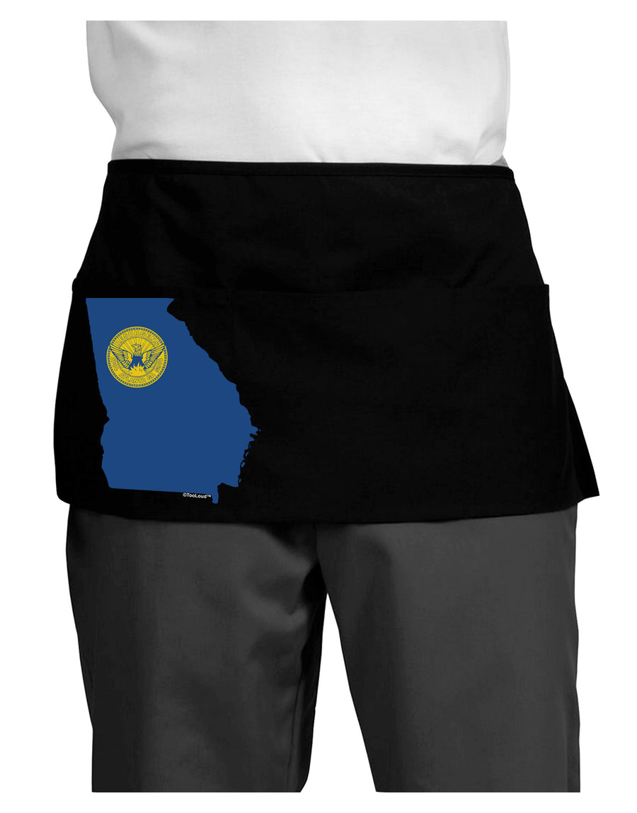 Atlanta Georgia Flag Dark Adult Mini Waist Apron, Server Apron-Mini Waist Apron-TooLoud-Black-One-Size-Davson Sales