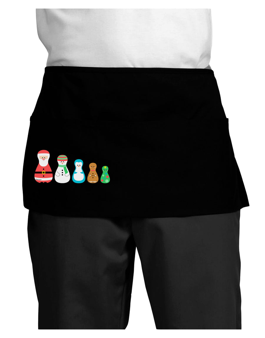 Cute Christmas Matryoshka Nesting Dolls Dark Adult Mini Waist Apron, Server Apron-Mini Waist Apron-TooLoud-Black-One-Size-Davson Sales