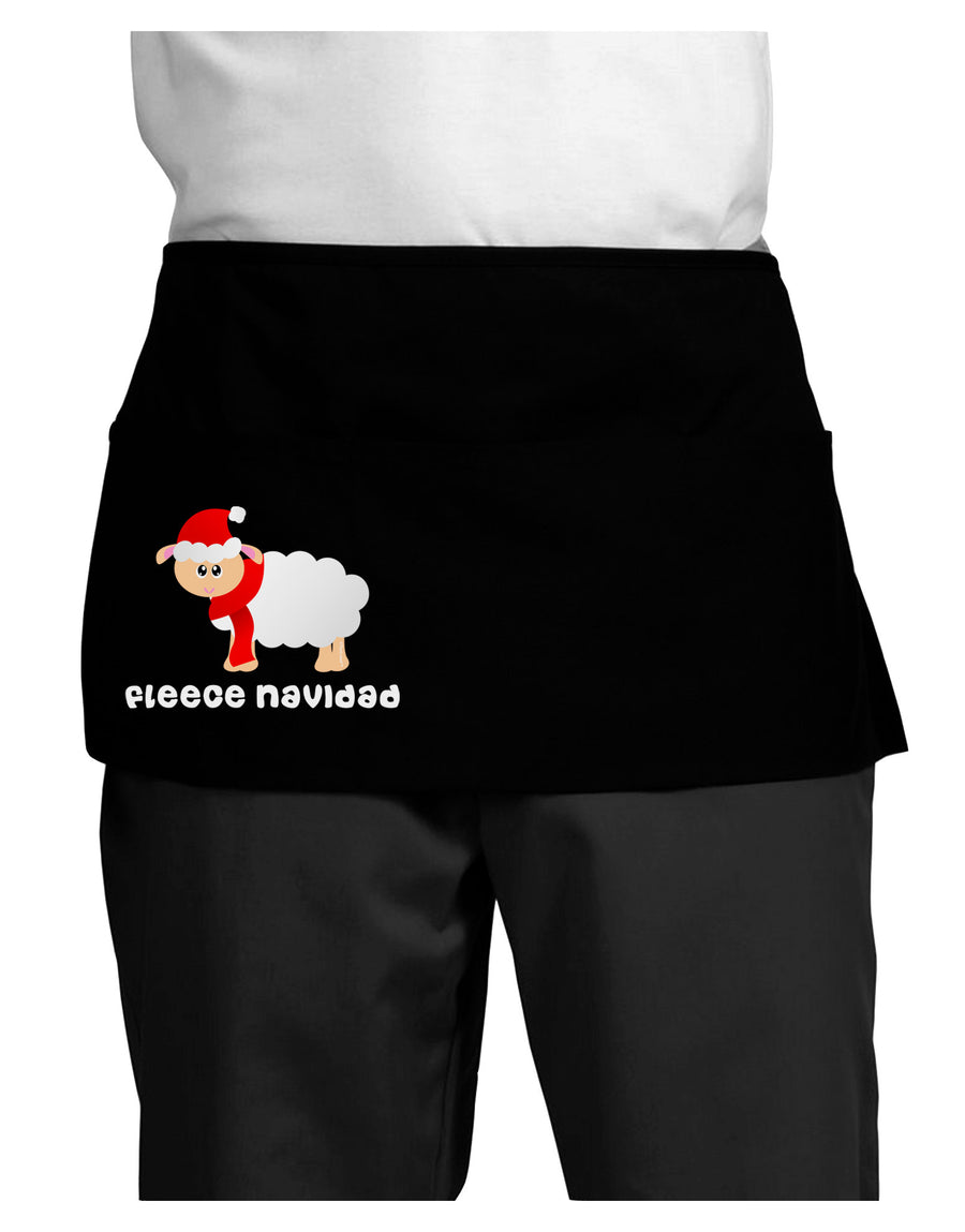 Fleece Navidad Christmas Sheep Dark Adult Mini Waist Apron, Server Apron-Mini Waist Apron-TooLoud-Black-One-Size-Davson Sales