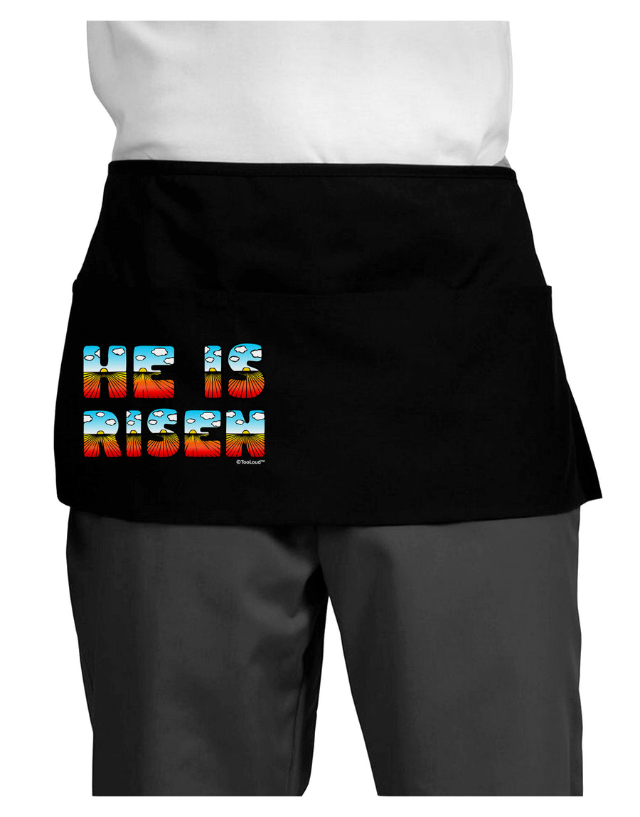 He Is Risen - Easter - Sunrise Letters Dark Adult Mini Waist Apron, Server Apron-Mini Waist Apron-TooLoud-Black-One-Size-Davson Sales