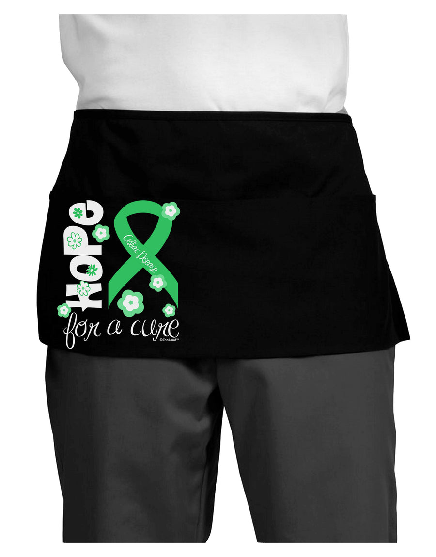 Hope for a Cure - Light Green Ribbon Celiac Disease - Flowers Dark Adult Mini Waist Apron, Server Apron-Mini Waist Apron-TooLoud-Black-One-Size-Davson Sales