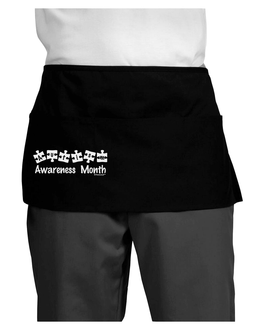 Autism Awareness Month - Puzzle Pieces Dark Adult Mini Waist Apron, Server Apron by TooLoud-Mini Waist Apron-TooLoud-Black-One-Size-Davson Sales