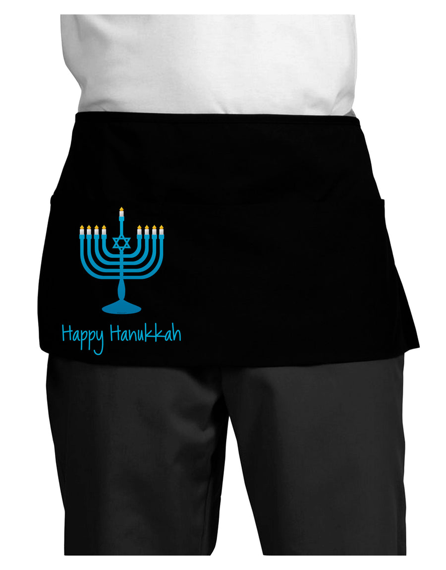 Happy Hanukkah Menorah Dark Adult Mini Waist Apron, Server Apron-Mini Waist Apron-TooLoud-Black-One-Size-Davson Sales