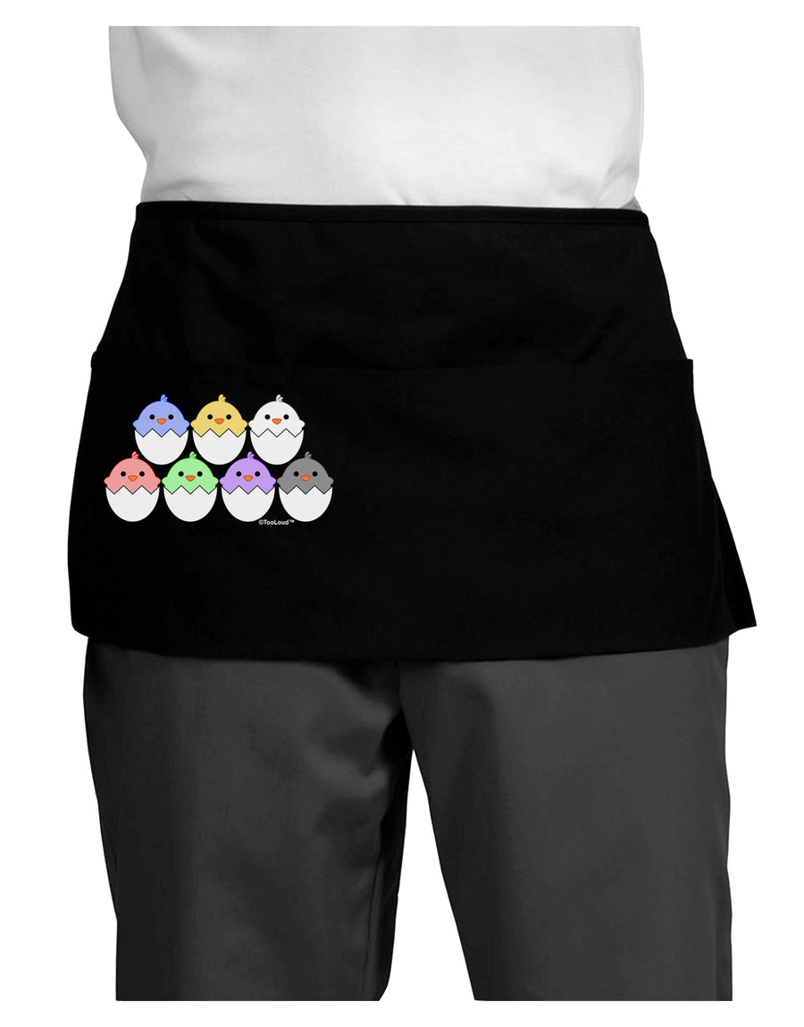 Cute Hatching Chicks Group Dark Adult Mini Waist Apron, Server Apron by TooLoud-Mini Waist Apron-TooLoud-Black-One-Size-Davson Sales