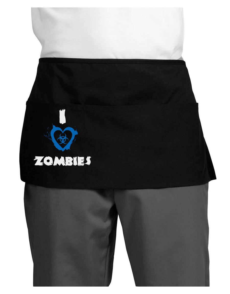 I Heart Zombies - Bio Hazard Heart Blue Dark Adult Mini Waist Apron, Server Apron-Mini Waist Apron-TooLoud-Black-One-Size-Davson Sales