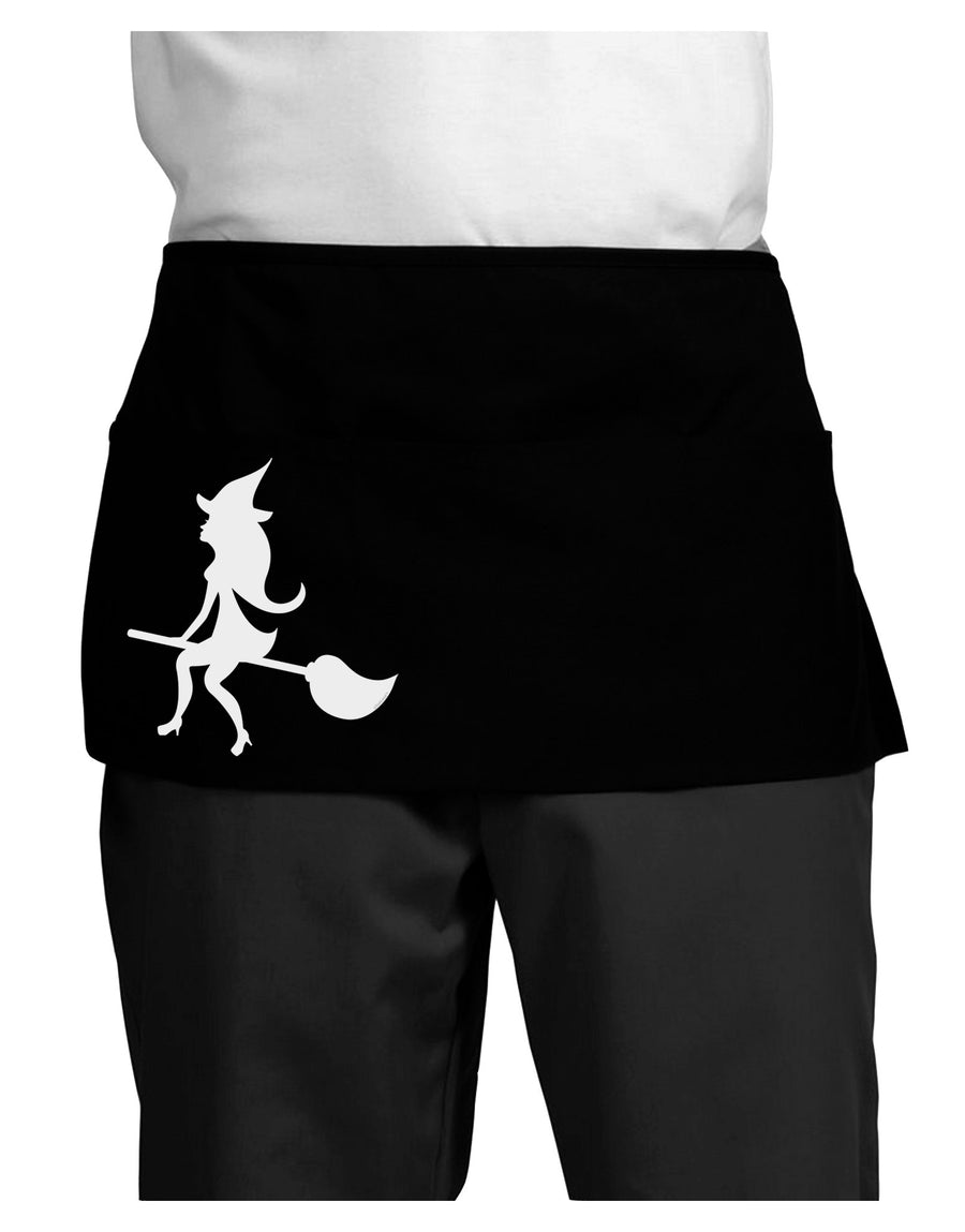 Cute Witch on Broom Silhouette Halloween Dark Adult Mini Waist Apron, Server Apron-Mini Waist Apron-TooLoud-Black-One-Size-Davson Sales