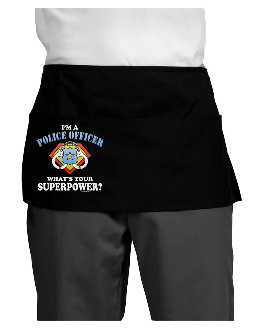 Police Officer - Superpower Dark Adult Mini Waist Apron, Server Apron-Mini Waist Apron-TooLoud-Black-One-Size-Davson Sales