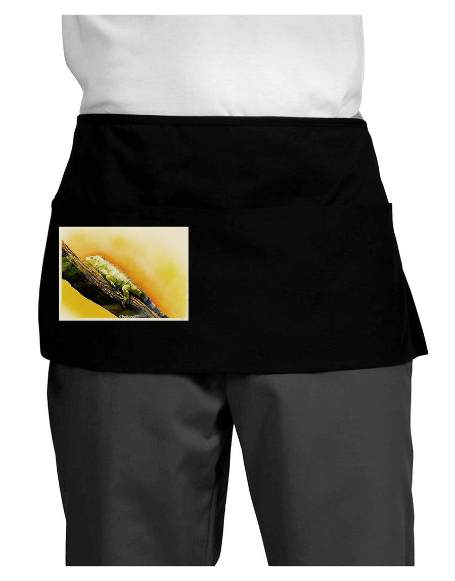 Iguana Watercolor Dark Adult Mini Waist Apron, Server Apron-Mini Waist Apron-TooLoud-Black-One-Size-Davson Sales