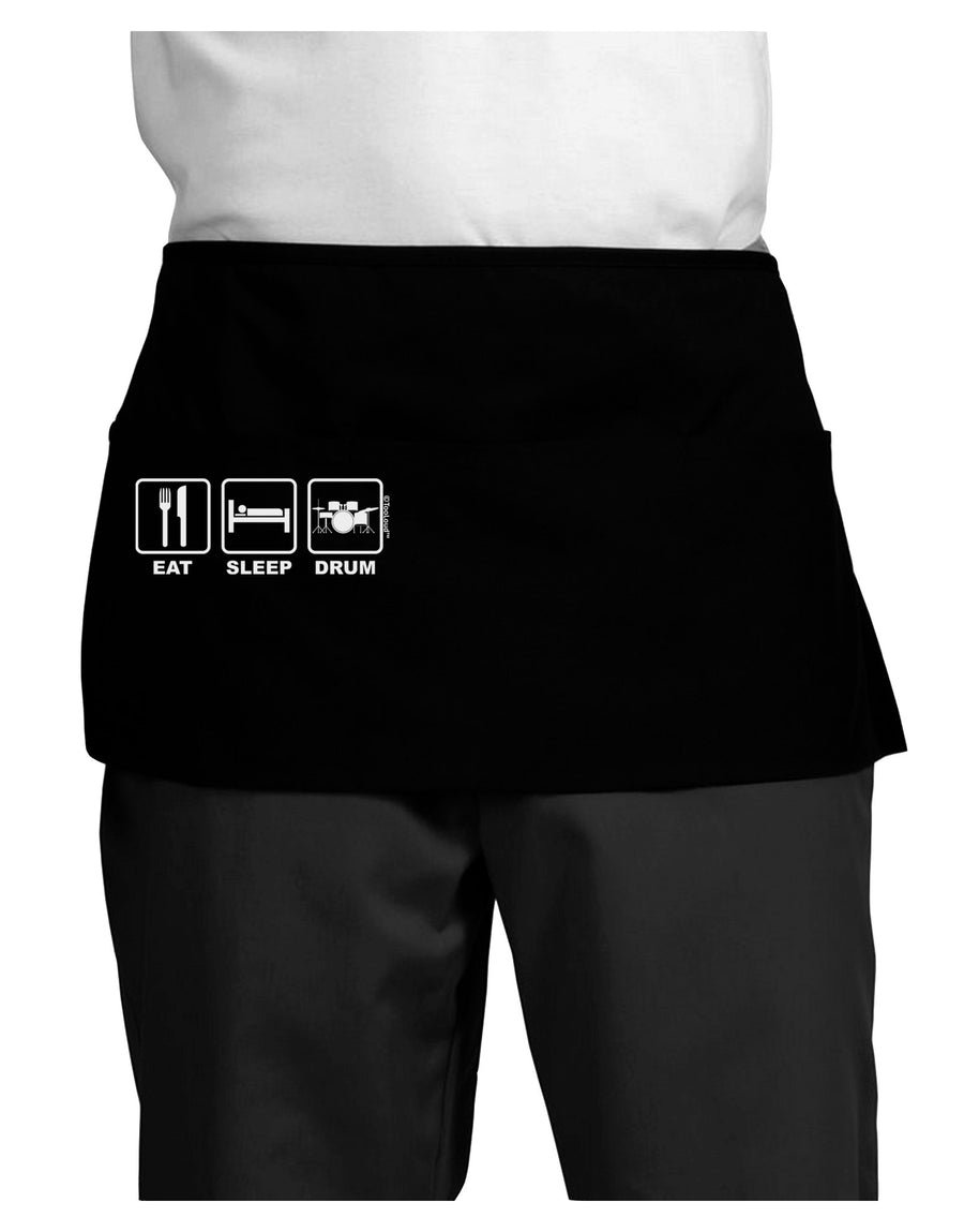 Eat Sleep Drum Design Dark Adult Mini Waist Apron, Server Apron by TooLoud-Mini Waist Apron-TooLoud-Black-One-Size-Davson Sales