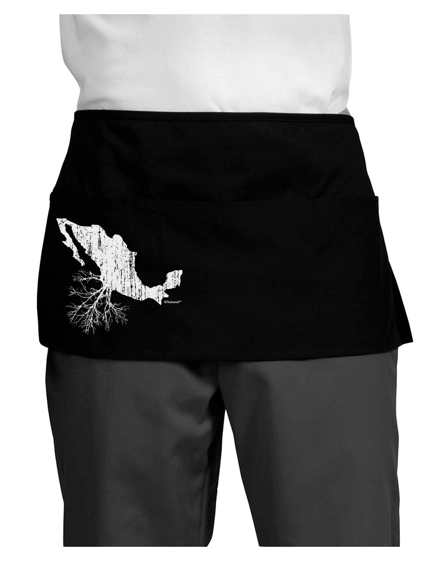 Mexican Roots Design - Distressed Dark Adult Mini Waist Apron, Server Apron by TooLoud-Mini Waist Apron-TooLoud-Black-One-Size-Davson Sales