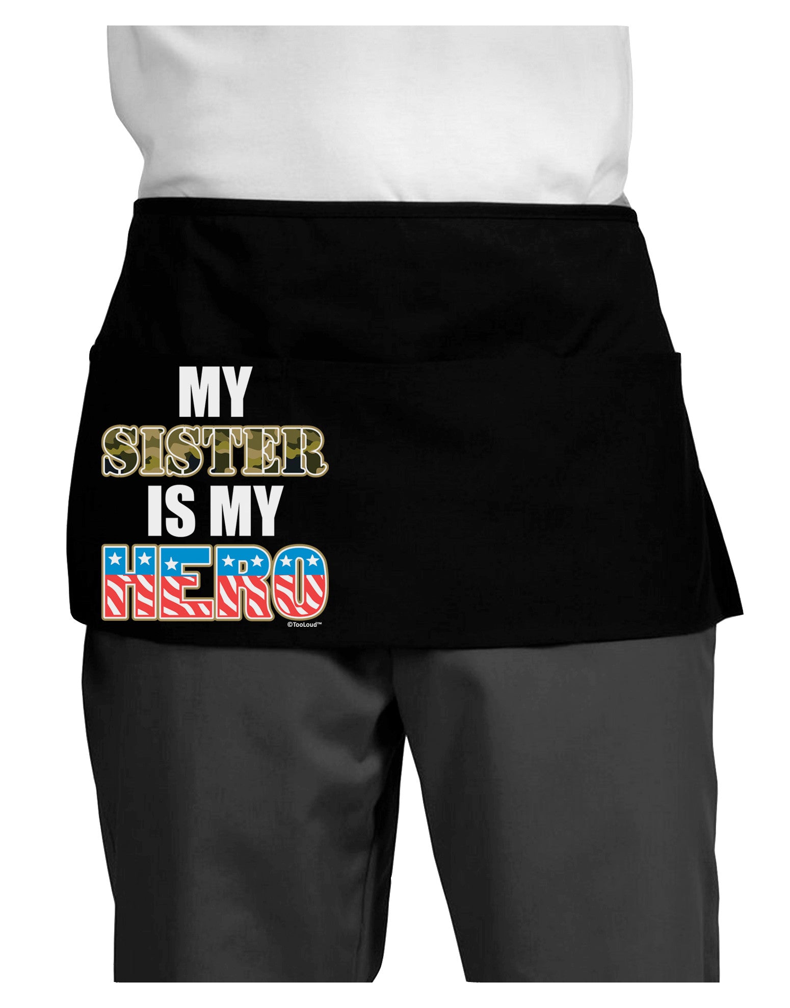 My Sister is My Hero - Armed Forces Dark Adult Mini Waist Apron, Server Apron by TooLoud-Mini Waist Apron-TooLoud-Black-One-Size-Davson Sales
