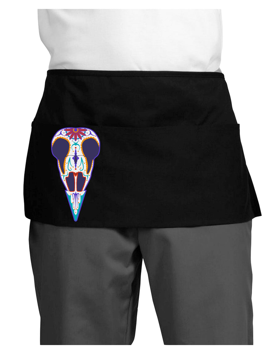 Colorful Mystic Bird Skull Calavera Day of the Dead Dark Adult Mini Waist Apron, Server Apron-Mini Waist Apron-TooLoud-Black-One-Size-Davson Sales