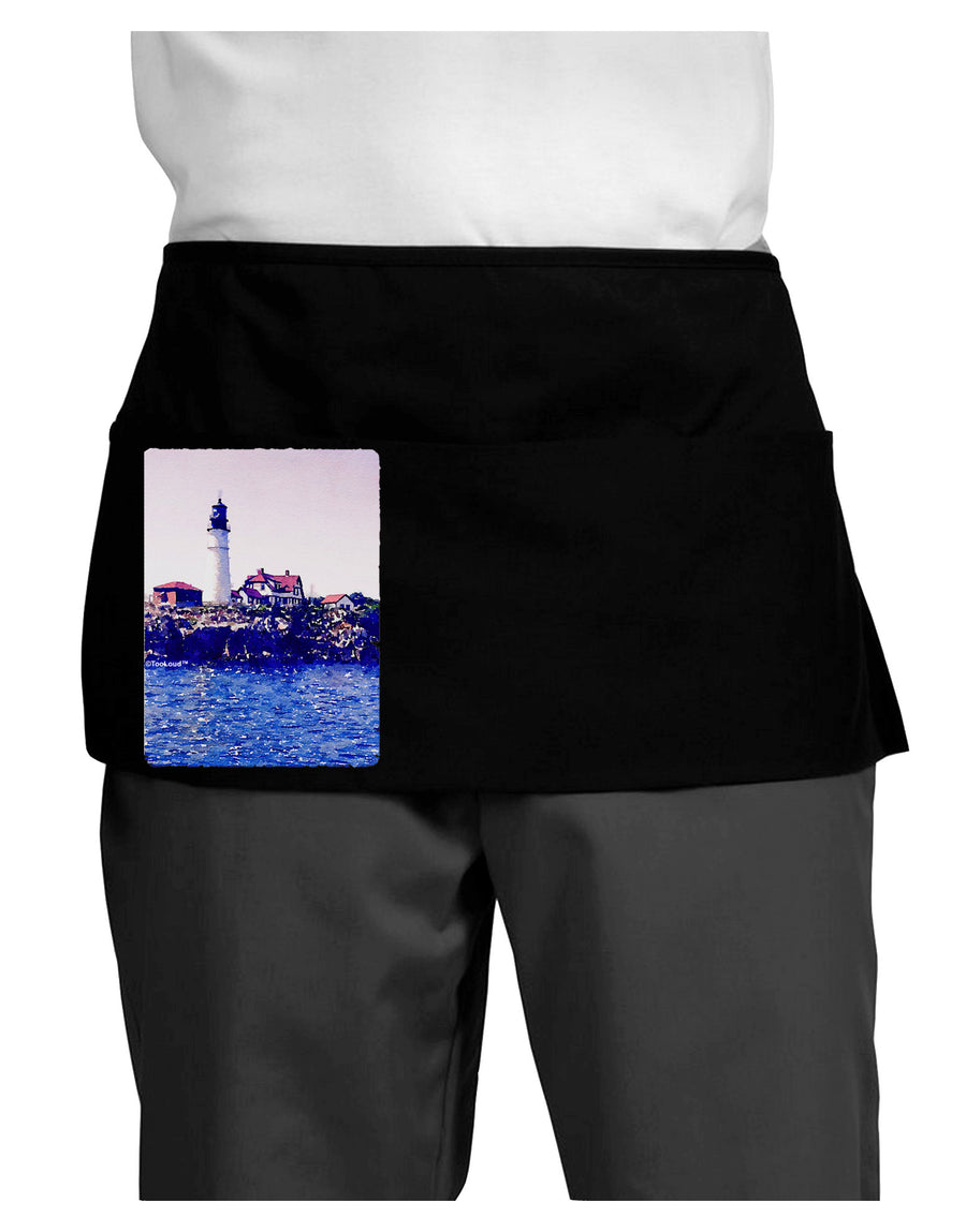 Watercolor Lighthouse 2 Dark Adult Mini Waist Apron, Server Apron-Mini Waist Apron-TooLoud-Black-One-Size-Davson Sales