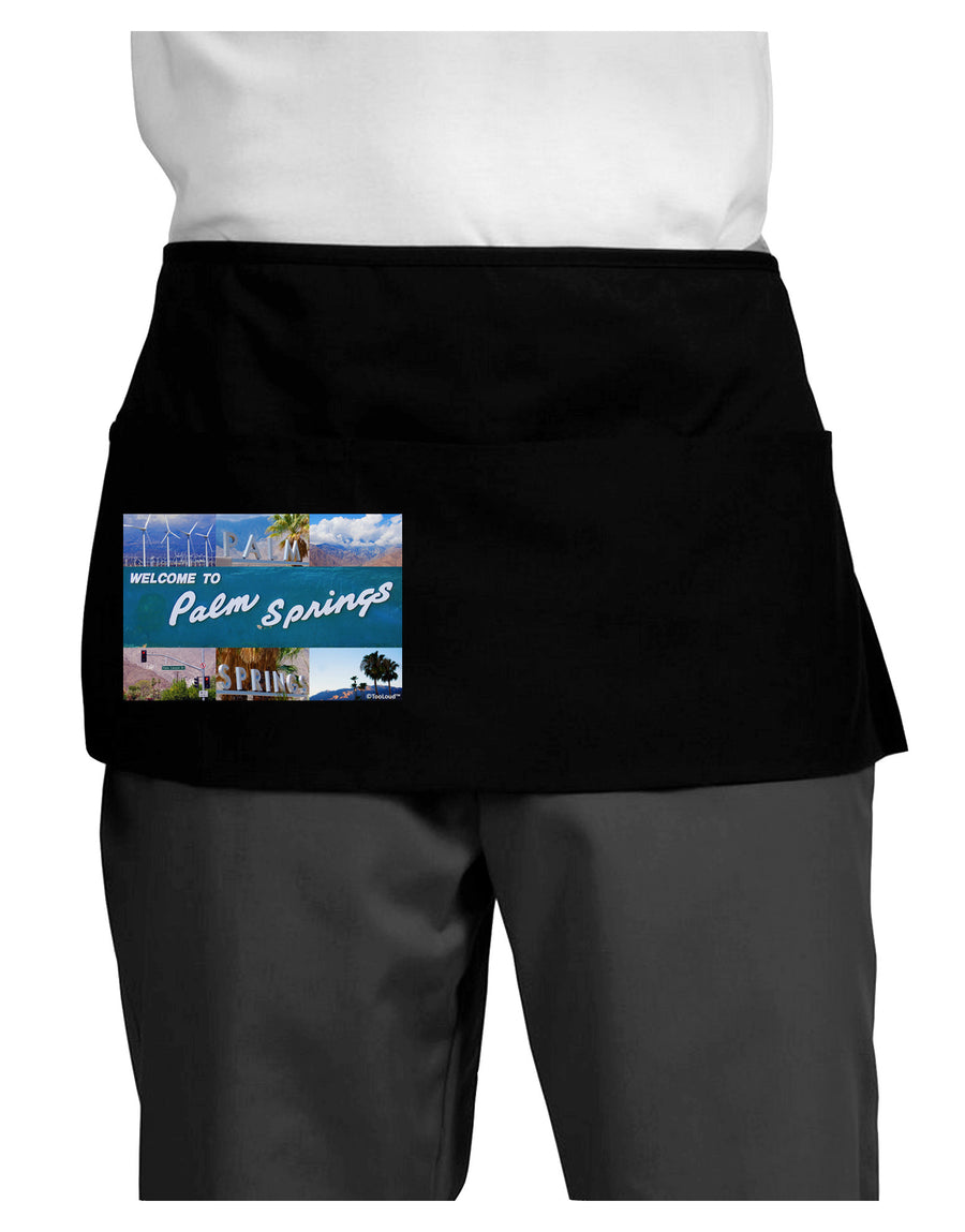 TooLoud Welcome to Palm Springs Collage Dark Adult Mini Waist Apron, Server Apron-Mini Waist Apron-TooLoud-Black-One-Size-Davson Sales