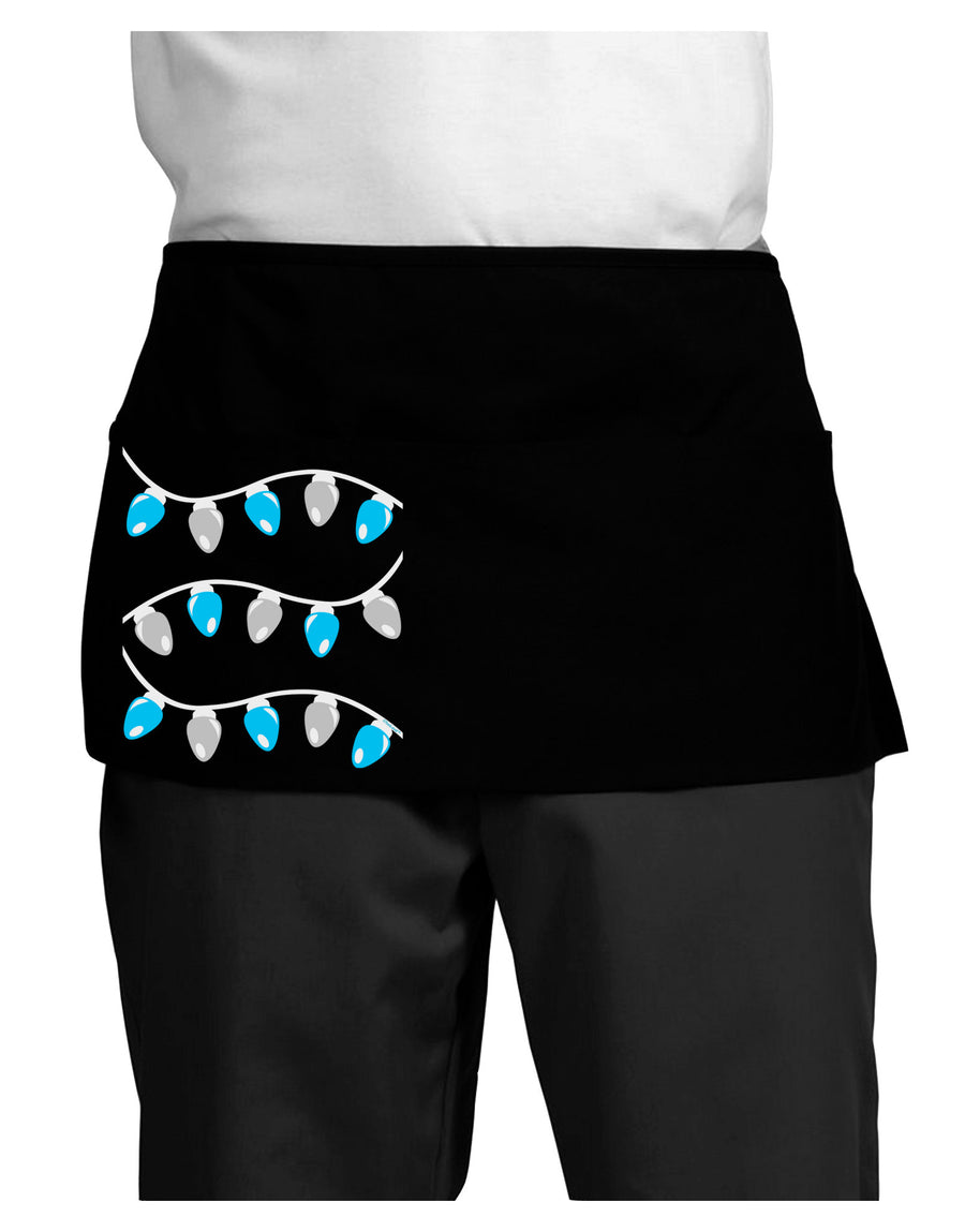 Hanukkah Lights Blue and Silver Dark Adult Mini Waist Apron, Server Apron-Mini Waist Apron-TooLoud-Black-One-Size-Davson Sales