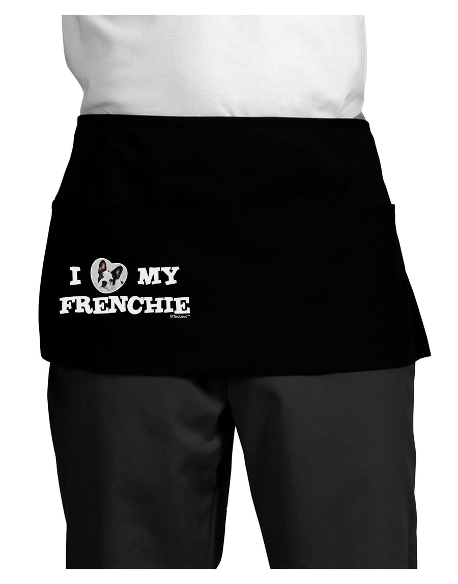 I Heart My Frenchie Dark Adult Mini Waist Apron, Server Apron by TooLoud-Mini Waist Apron-TooLoud-Black-One-Size-Davson Sales