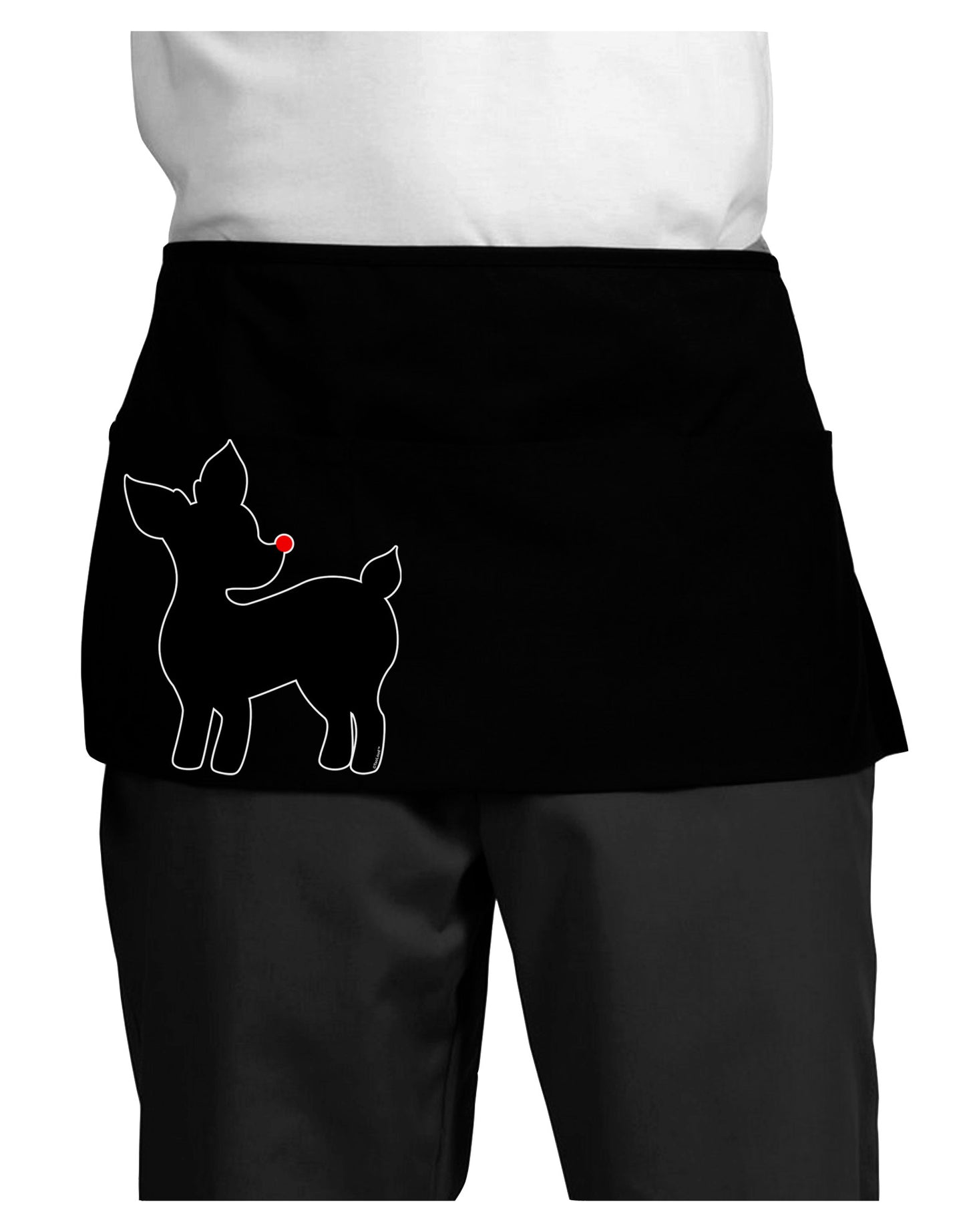 Cute Rudolph Silhouette - Christmas Dark Adult Mini Waist Apron, Server Apron by TooLoud-Mini Waist Apron-TooLoud-Black-One-Size-Davson Sales