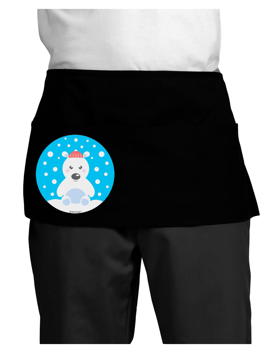 Cute Polar Bear - Christmas Dark Adult Mini Waist Apron, Server Apron by TooLoud-Mini Waist Apron-TooLoud-Black-One-Size-Davson Sales