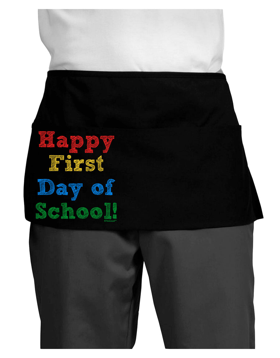 Happy First Day of School Dark Adult Mini Waist Apron, Server Apron-Mini Waist Apron-TooLoud-Black-One-Size-Davson Sales