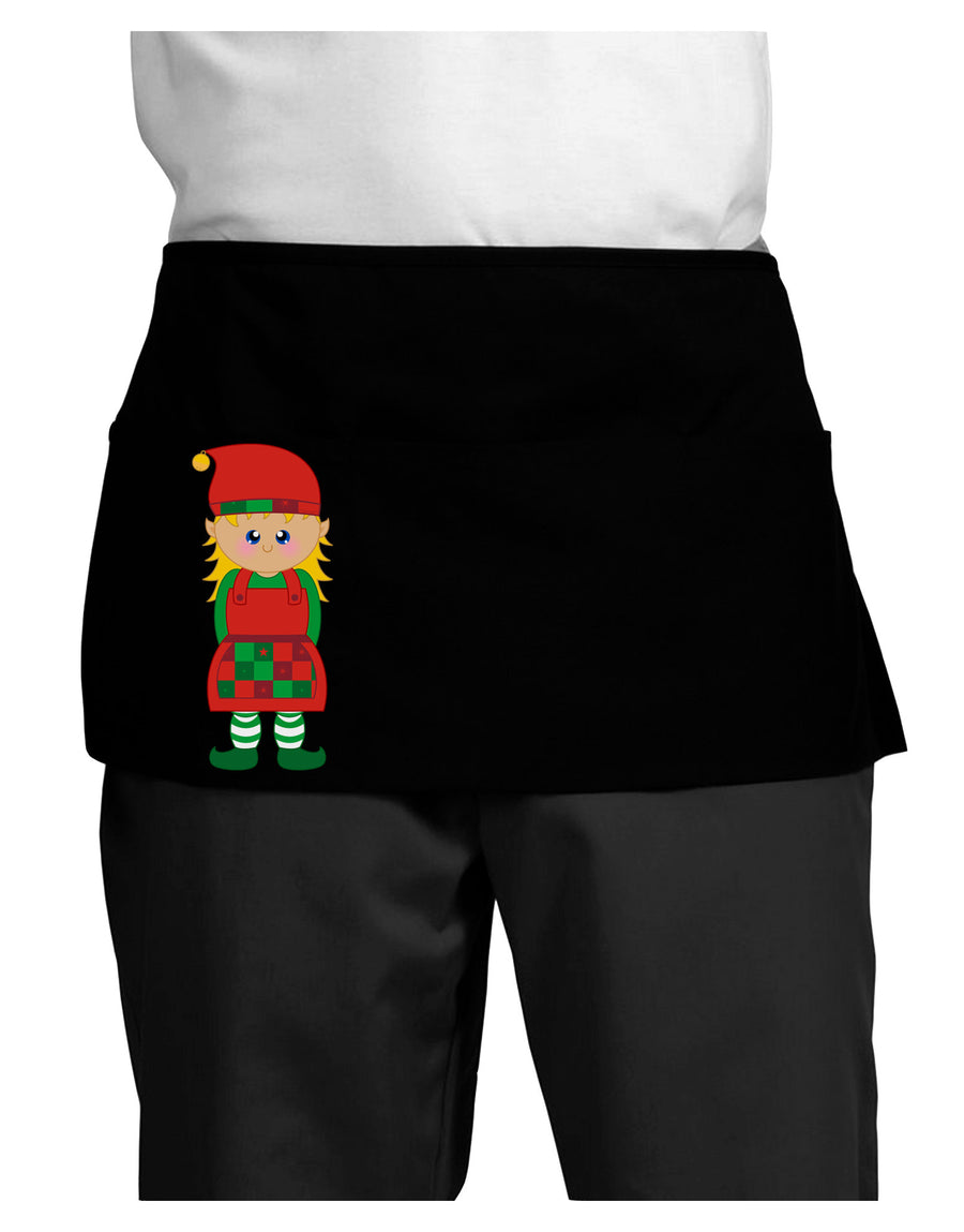 Cute Christmas Elf Girl Dark Adult Mini Waist Apron, Server Apron-Mini Waist Apron-TooLoud-Black-One-Size-Davson Sales