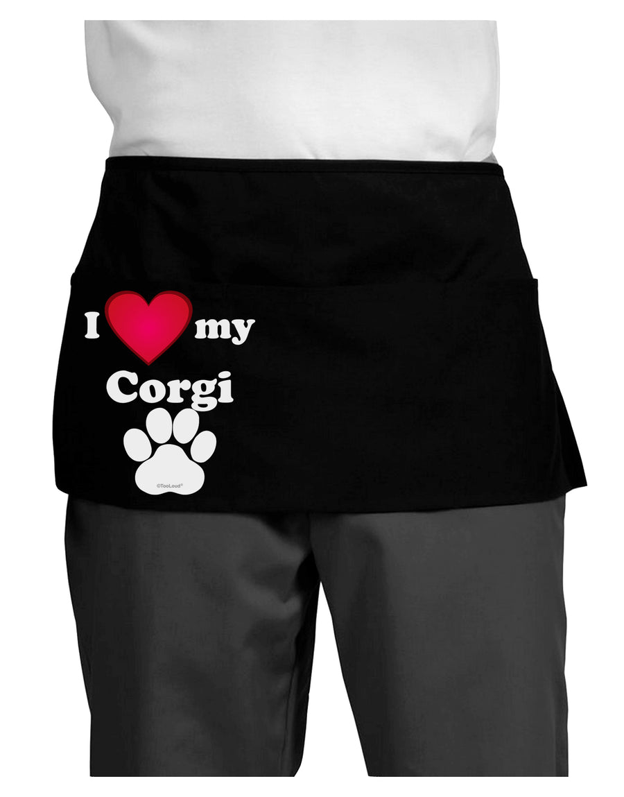 I Heart My Corgi Dark Adult Mini Waist Apron, Server Apron by TooLoud