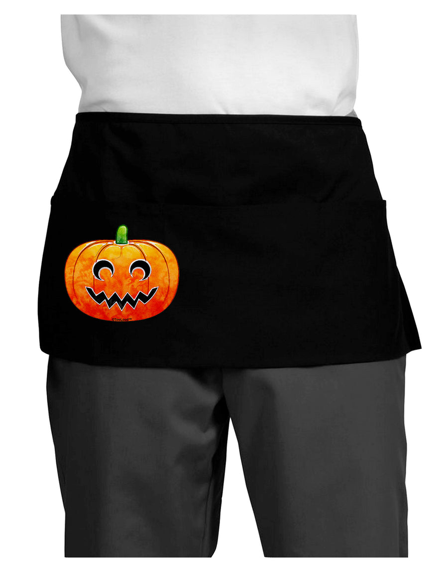 Jack-O-Lantern Watercolor Dark Adult Mini Waist Apron, Server Apron-Mini Waist Apron-TooLoud-Black-One-Size-Davson Sales