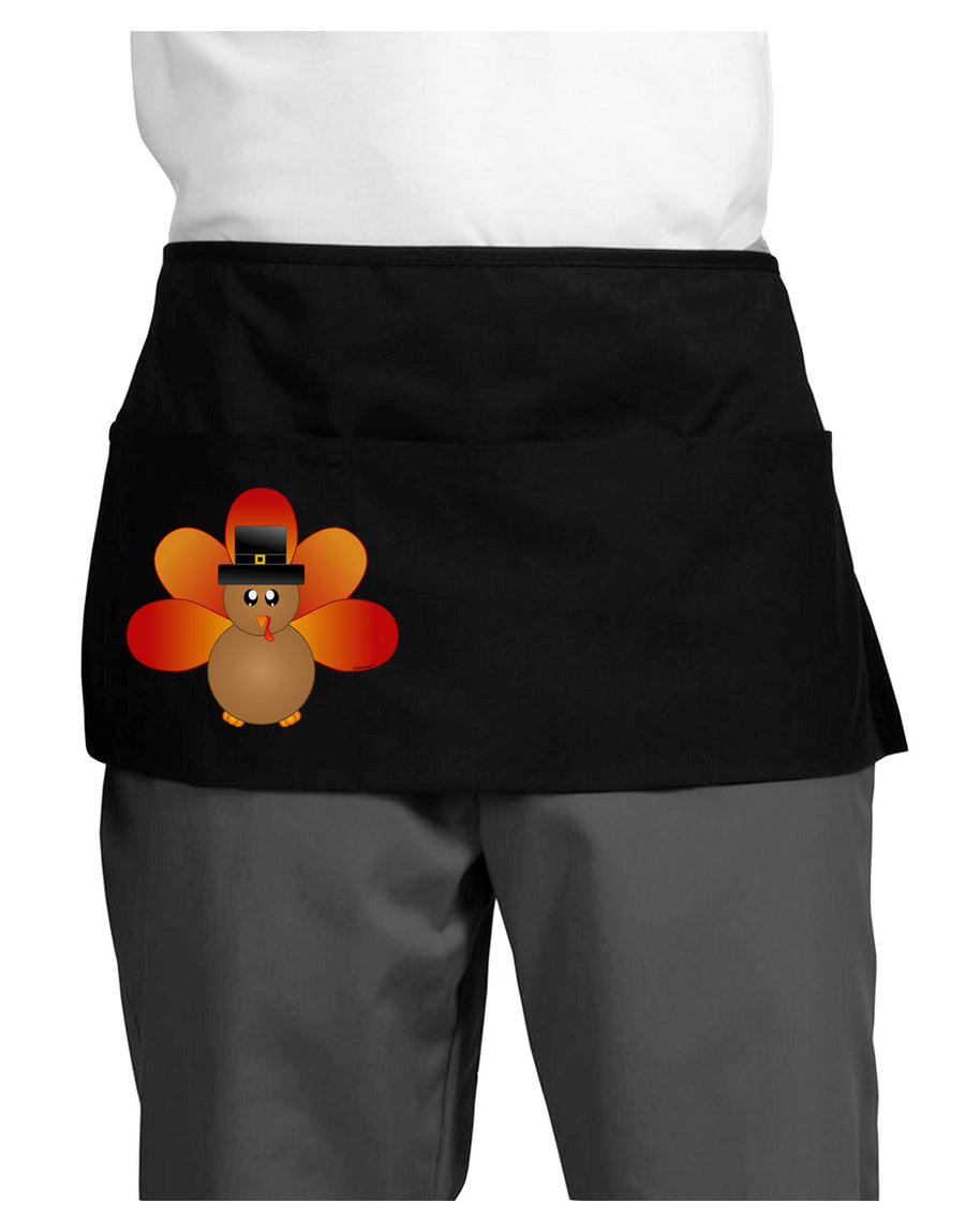 Cute Pilgrim Turkey Thanksgiving Dark Adult Mini Waist Apron, Server Apron-Mini Waist Apron-TooLoud-Black-One-Size-Davson Sales