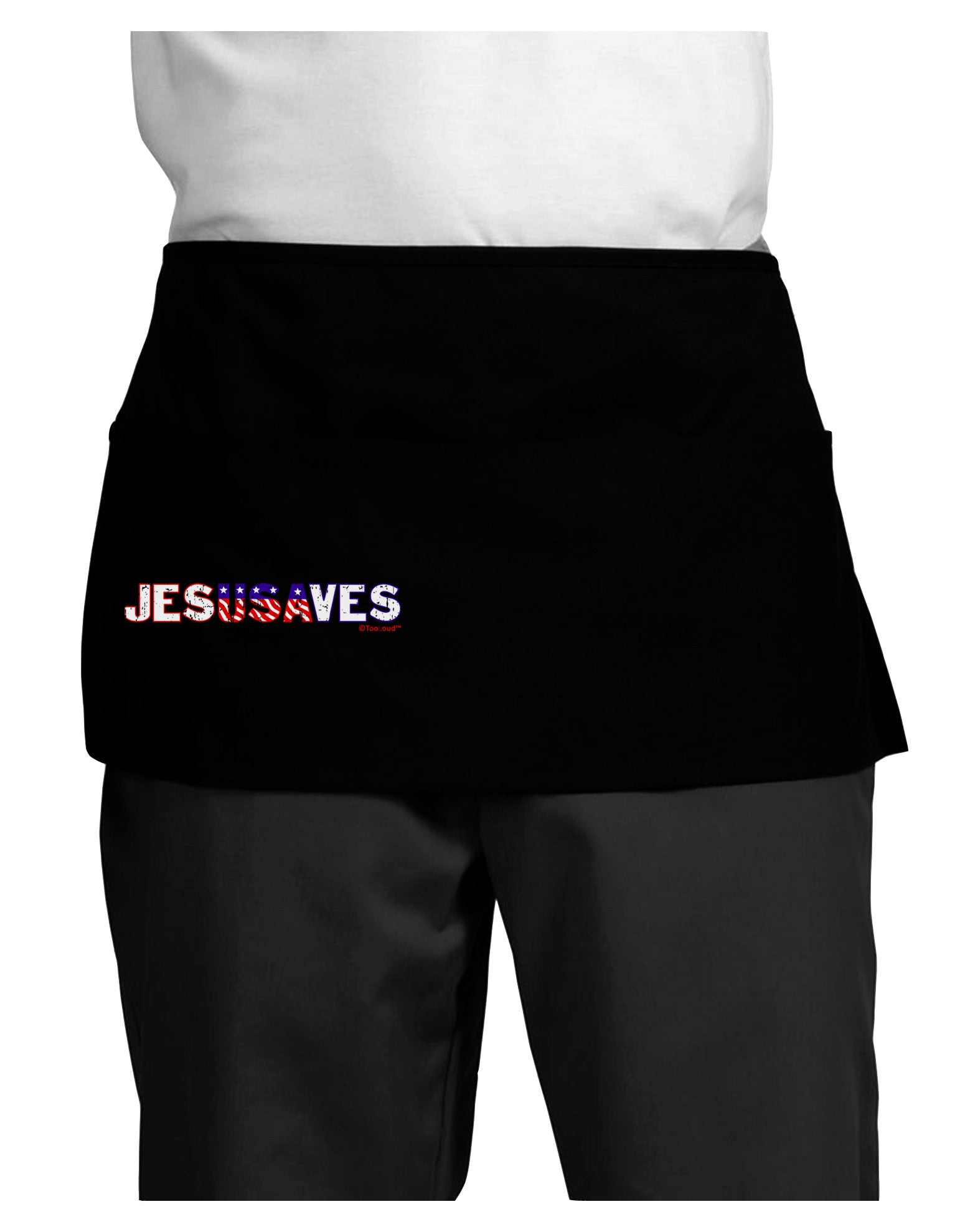 JesUSAves - Jesus Saves USA Design Dark Adult Mini Waist Apron, Server Apron by TooLoud-Mini Waist Apron-TooLoud-Black-One-Size-Davson Sales