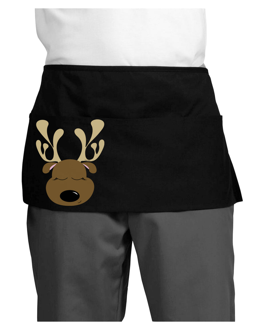 Cute Reindeer Face Christmas Dark Adult Mini Waist Apron, Server Apron-Mini Waist Apron-TooLoud-Black-One-Size-Davson Sales