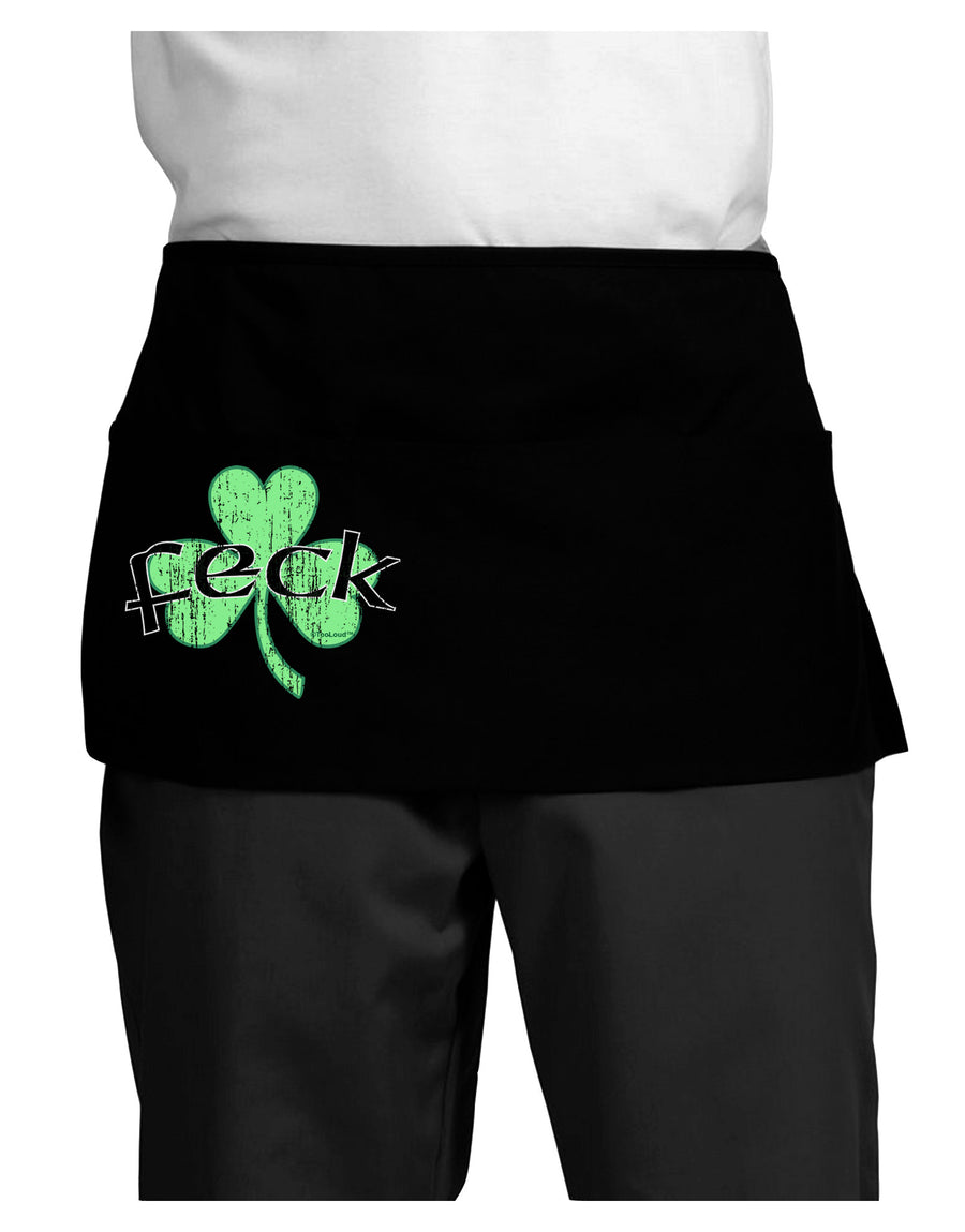 Feck - Clover Distressed Design Dark Adult Mini Waist Apron, Server Apron by TooLoud-Mini Waist Apron-TooLoud-Black-One-Size-Davson Sales