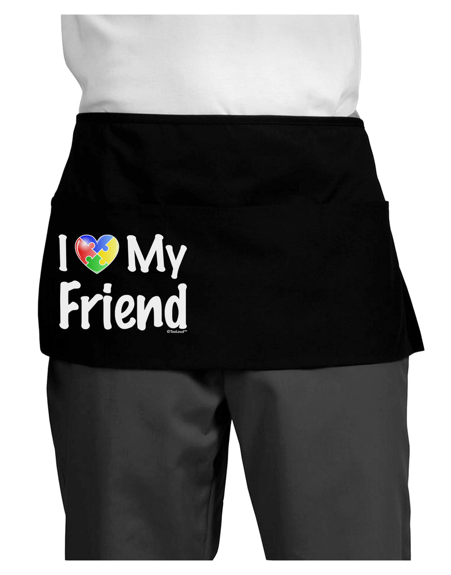 I Heart My Friend - Autism Awareness Dark Adult Mini Waist Apron, Server Apron by TooLoud-Mini Waist Apron-TooLoud-Black-One-Size-Davson Sales