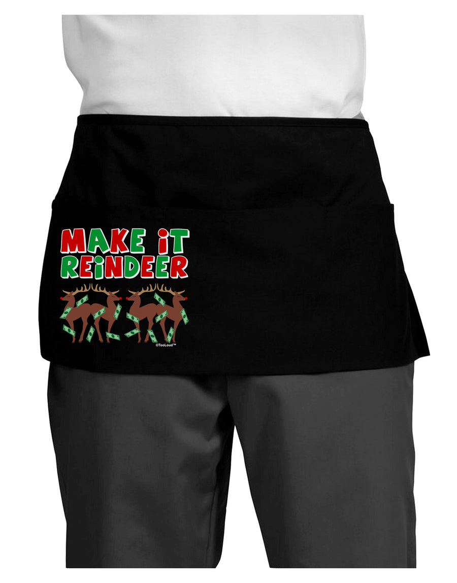 Make It Reindeer Dark Adult Mini Waist Apron, Server Apron-Mini Waist Apron-TooLoud-Black-One-Size-Davson Sales