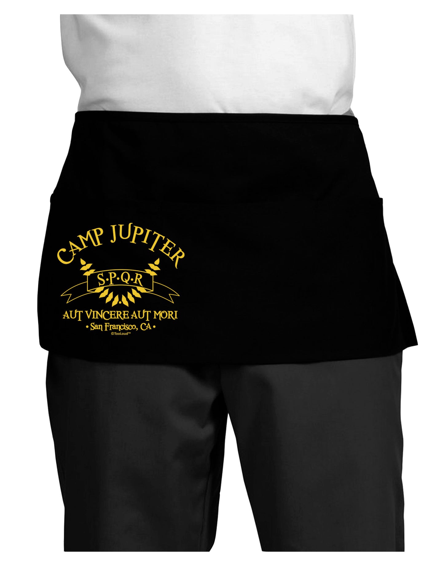 Camp Jupiter - SPQR Banner - Gold Dark Adult Mini Waist Apron, Server Apron by TooLoud-Mini Waist Apron-TooLoud-Black-One-Size-Davson Sales
