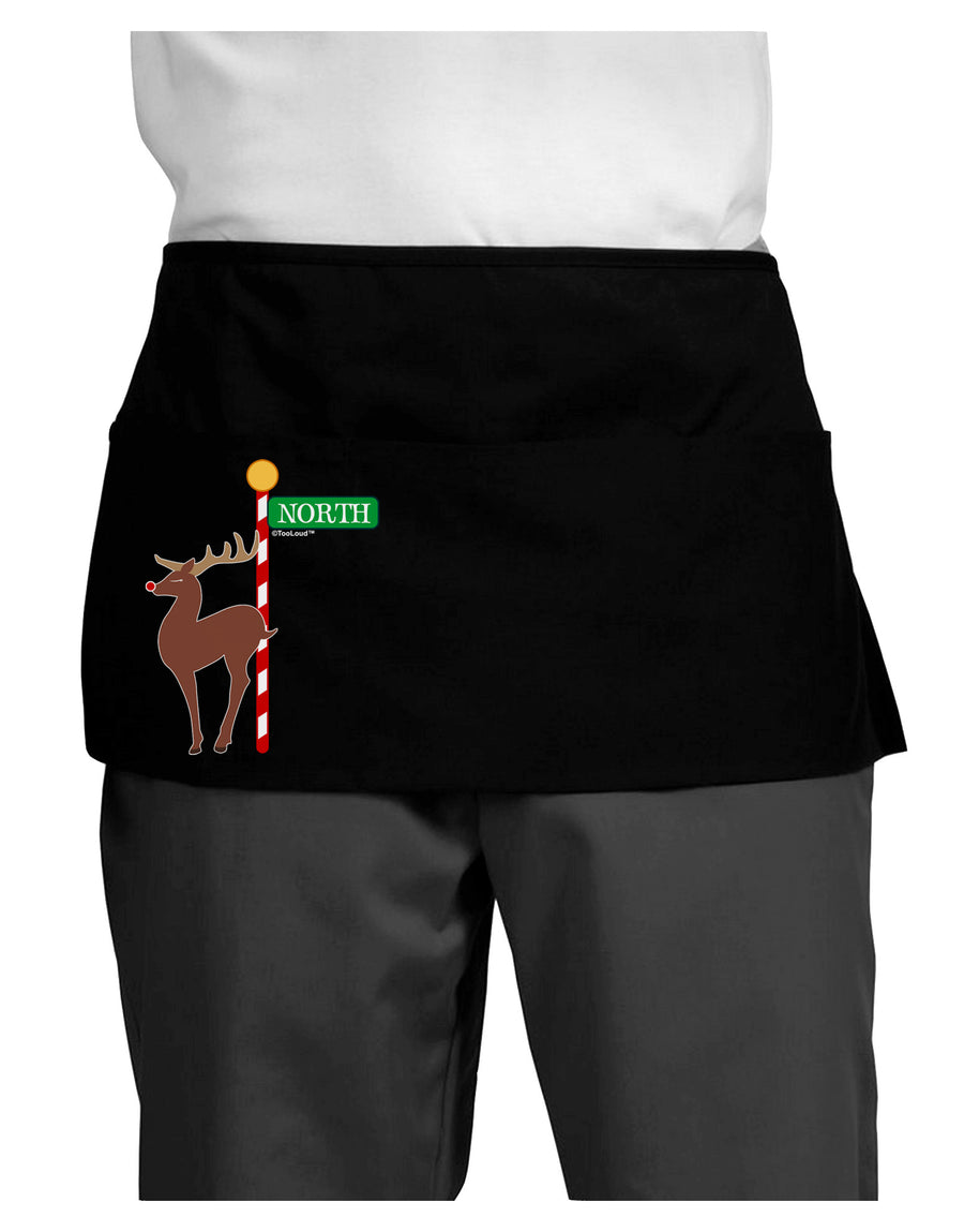 Rudolf Ratchet Reindeer Color Dark Adult Mini Waist Apron, Server Apron-Mini Waist Apron-TooLoud-Black-One-Size-Davson Sales