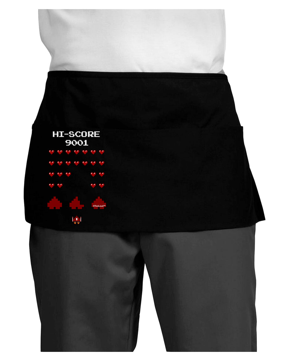 Pixel Heart Invaders Design Dark Adult Mini Waist Apron, Server Apron-Mini Waist Apron-TooLoud-Black-One-Size-Davson Sales