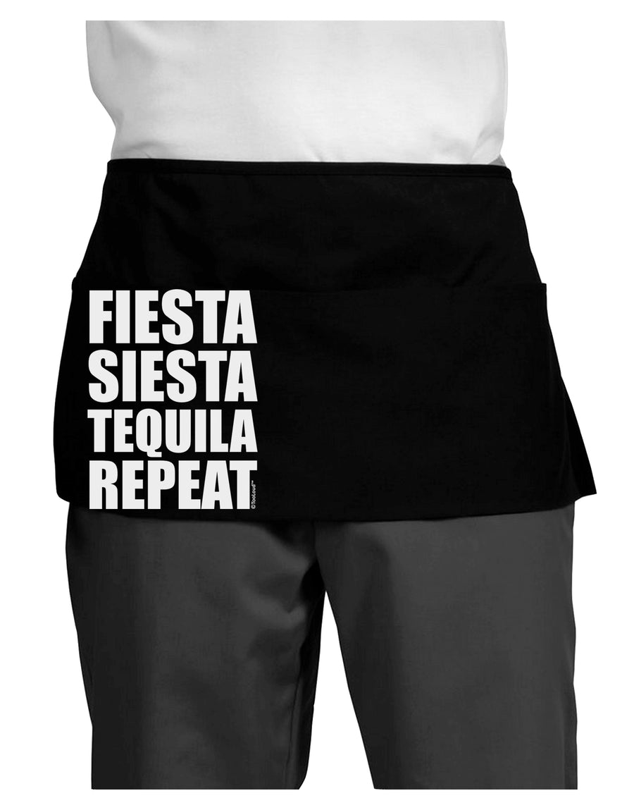 Fiesta Siesta Tequila Repeat Dark Adult Mini Waist Apron, Server Apron by TooLoud-Mini Waist Apron-TooLoud-Black-One-Size-Davson Sales