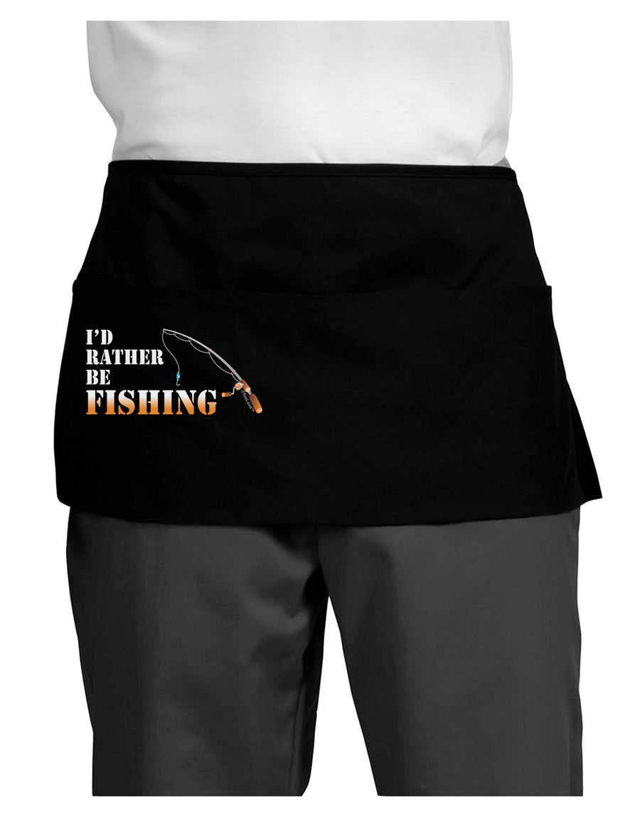 I'd Rather Be Fishing Dark Adult Mini Waist Apron, Server Apron-Mini Waist Apron-TooLoud-Black-One-Size-Davson Sales