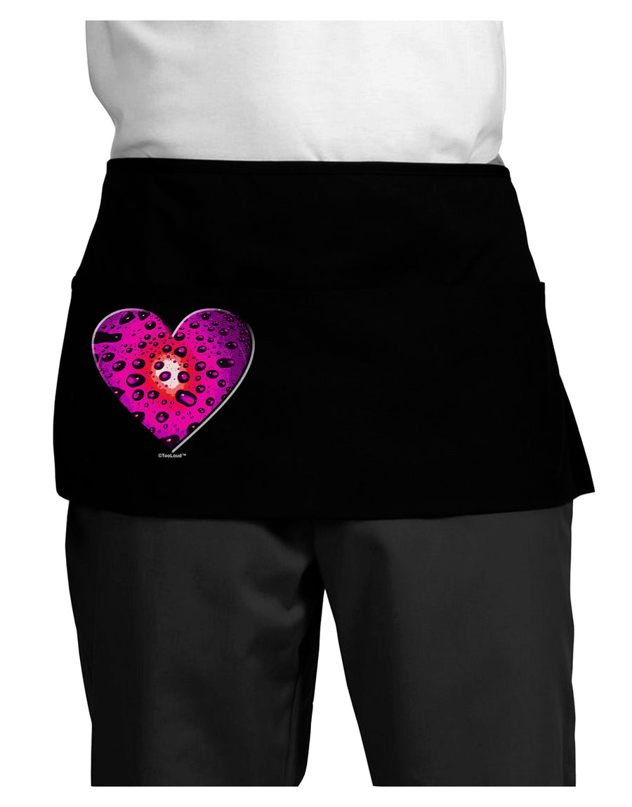 Water Droplet Heart Magenta Dark Adult Mini Waist Apron, Server Apron by TooLoud-Mini Waist Apron-TooLoud-Black-One-Size-Davson Sales