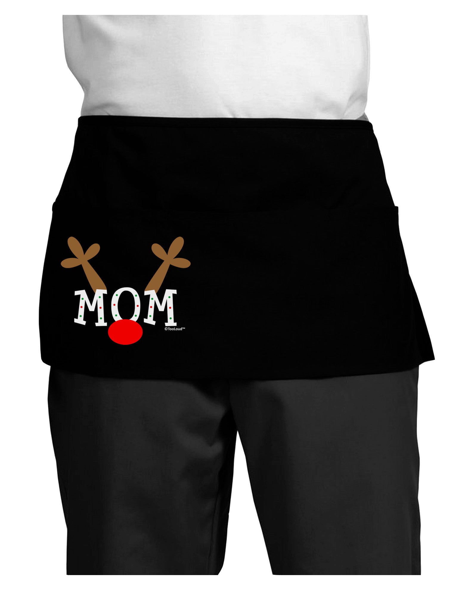 Matching Family Christmas Design - Reindeer - Mom Dark Adult Mini Waist Apron, Server Apron by TooLoud-Mini Waist Apron-TooLoud-Black-One-Size-Davson Sales