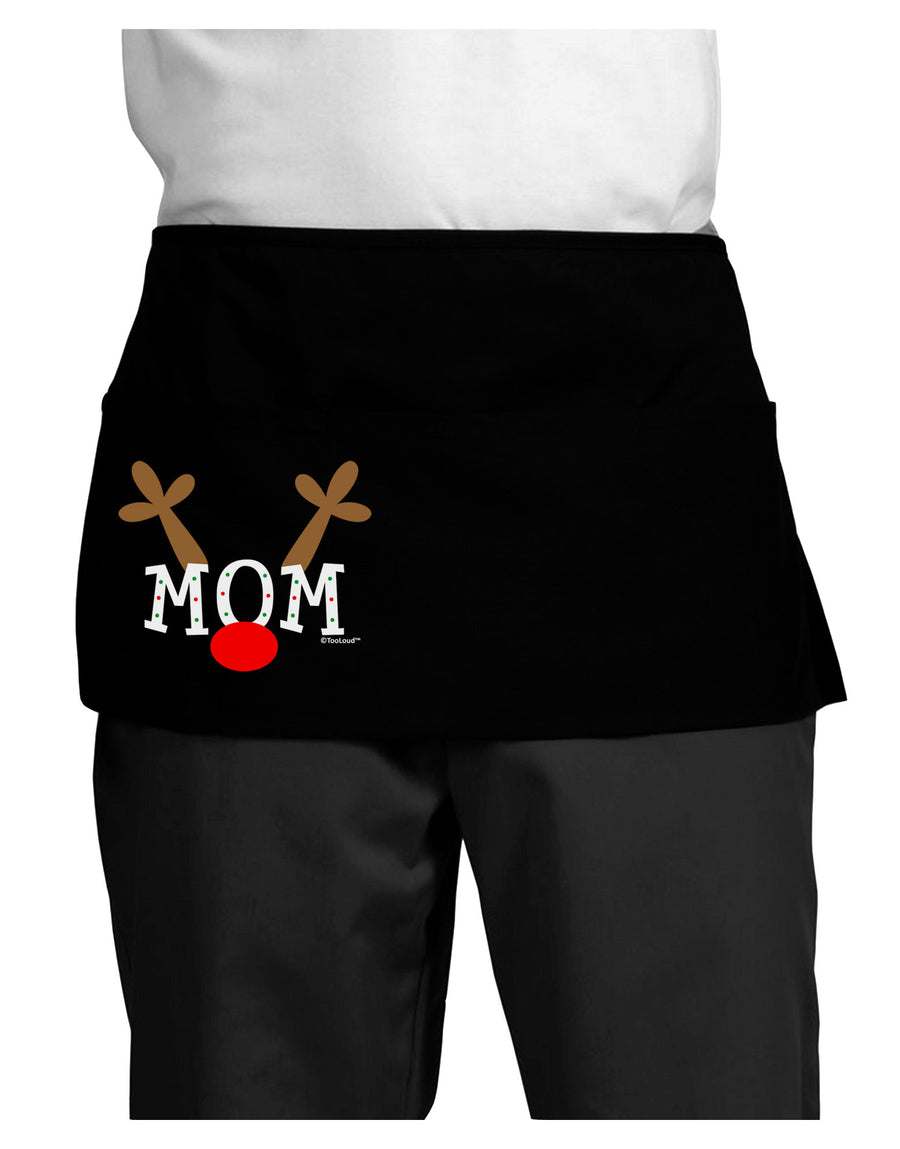 Matching Family Christmas Design - Reindeer - Mom Dark Adult Mini Waist Apron, Server Apron by TooLoud-Mini Waist Apron-TooLoud-Black-One-Size-Davson Sales
