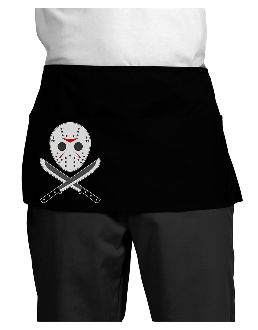 Scary Mask With Machete - Halloween Dark Adult Mini Waist Apron, Server Apron-Mini Waist Apron-TooLoud-Black-One-Size-Davson Sales