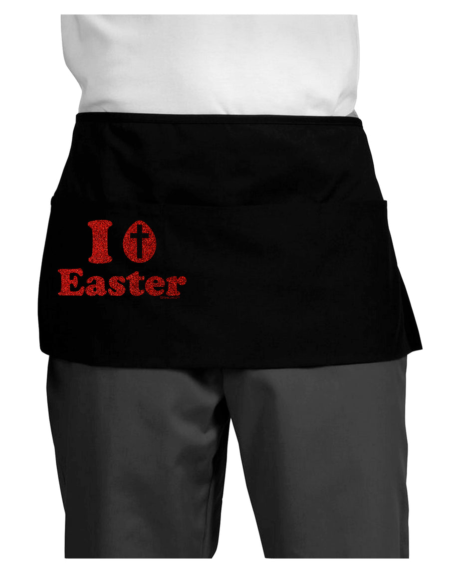 I Egg Cross Easter - Red Glitter Dark Adult Mini Waist Apron, Server Apron by TooLoud-Mini Waist Apron-TooLoud-Black-One-Size-Davson Sales