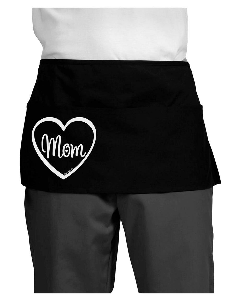 Mom Heart Design Dark Adult Mini Waist Apron, Server Apron by TooLoud-Mini Waist Apron-TooLoud-Black-One-Size-Davson Sales