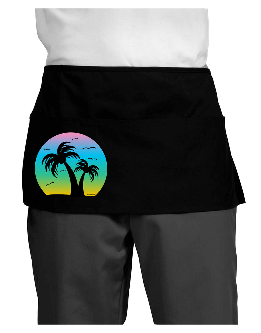 Palm Trees Silhouette - Beach Sunset Design Dark Adult Mini Waist Apron, Server Apron-Mini Waist Apron-TooLoud-Black-One-Size-Davson Sales