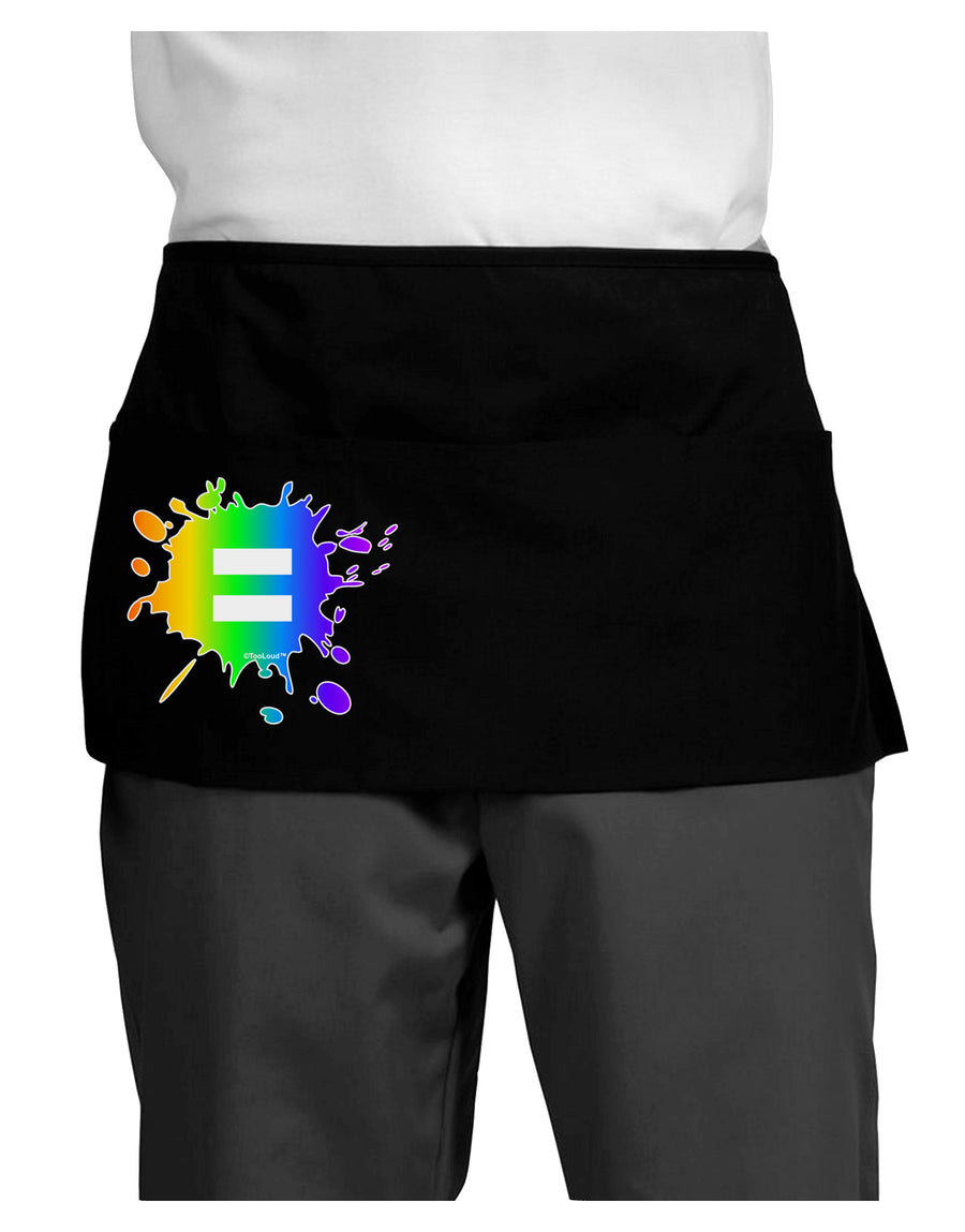 Equal Rainbow Paint Splatter Dark Adult Mini Waist Apron, Server Apron by TooLoud-Mini Waist Apron-TooLoud-Black-One-Size-Davson Sales