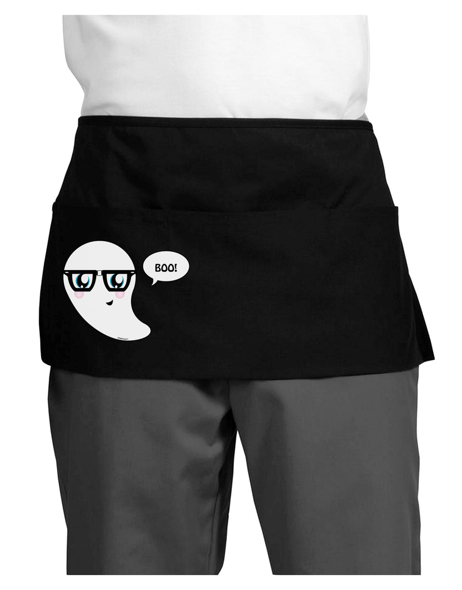 Cute Nerd Ghost Boo Halloween Dark Adult Mini Waist Apron, Server Apron-Mini Waist Apron-TooLoud-Black-One-Size-Davson Sales