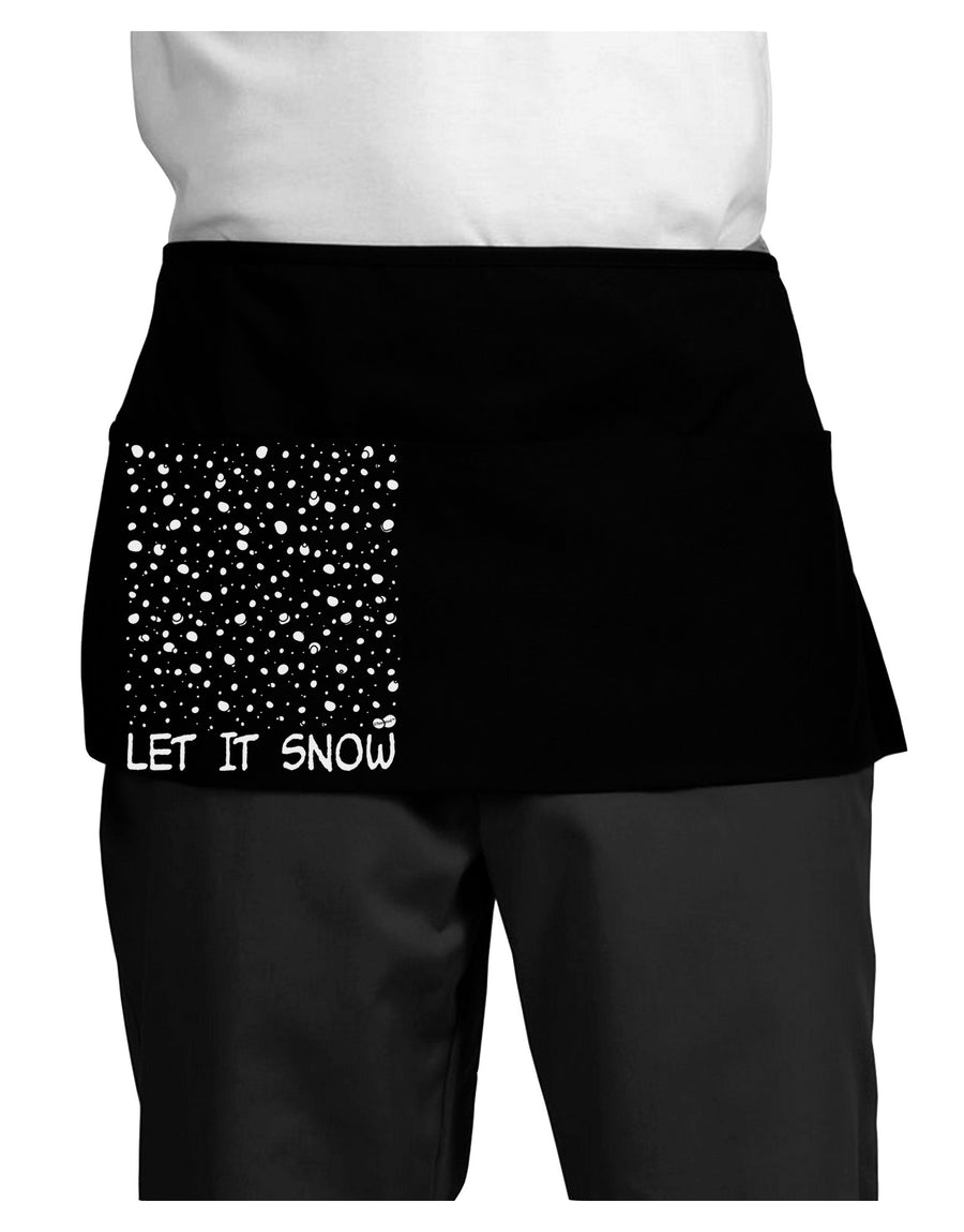 Let It Snow Text Snowflakes - Christmas Dark Adult Mini Waist Apron, Server Apron-Mini Waist Apron-TooLoud-Black-One-Size-Davson Sales