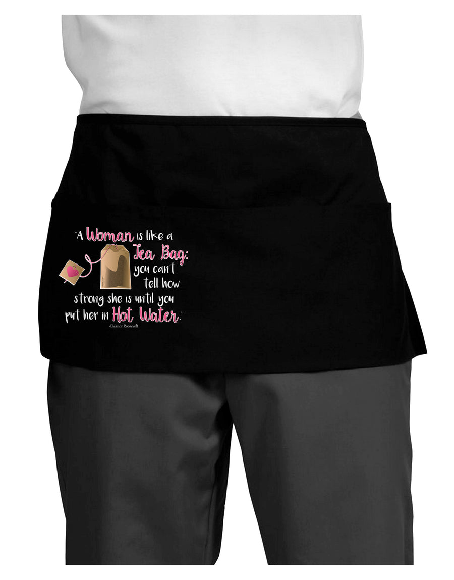 Woman Like A Tea Bag Eleanor R Dark Adult Mini Waist Apron, Server Apron-Mini Waist Apron-TooLoud-Black-One-Size-Davson Sales