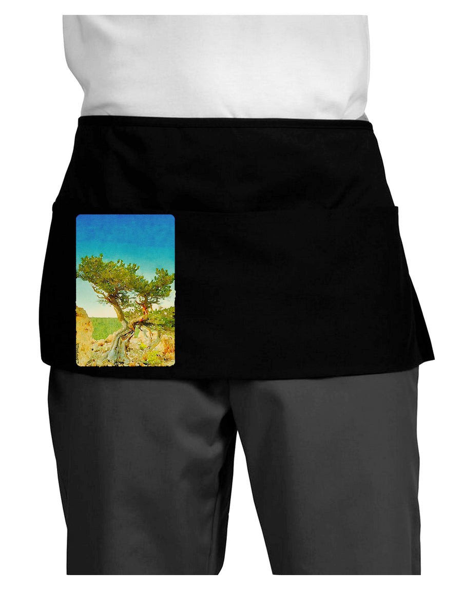 Colorado Tree Watercolor Dark Adult Mini Waist Apron, Server Apron-Mini Waist Apron-TooLoud-Black-One-Size-Davson Sales