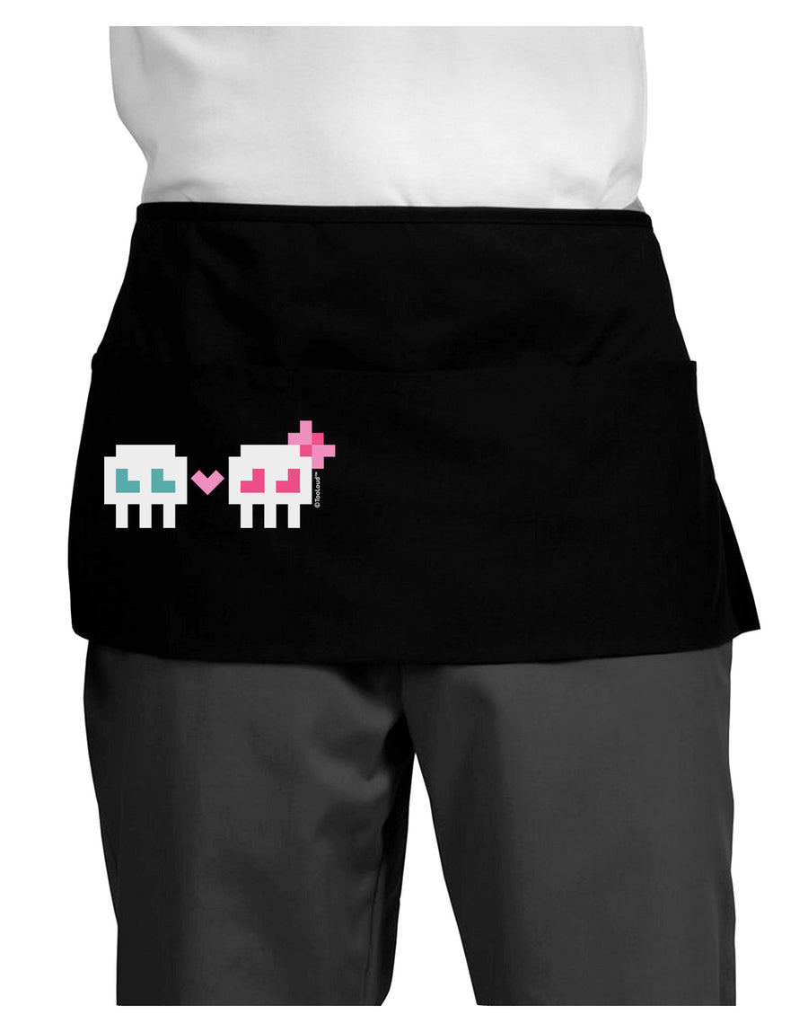 8-Bit Skull Love - Boy and Girl Dark Adult Mini Waist Apron, Server Apron-Mini Waist Apron-TooLoud-Black-One-Size-Davson Sales